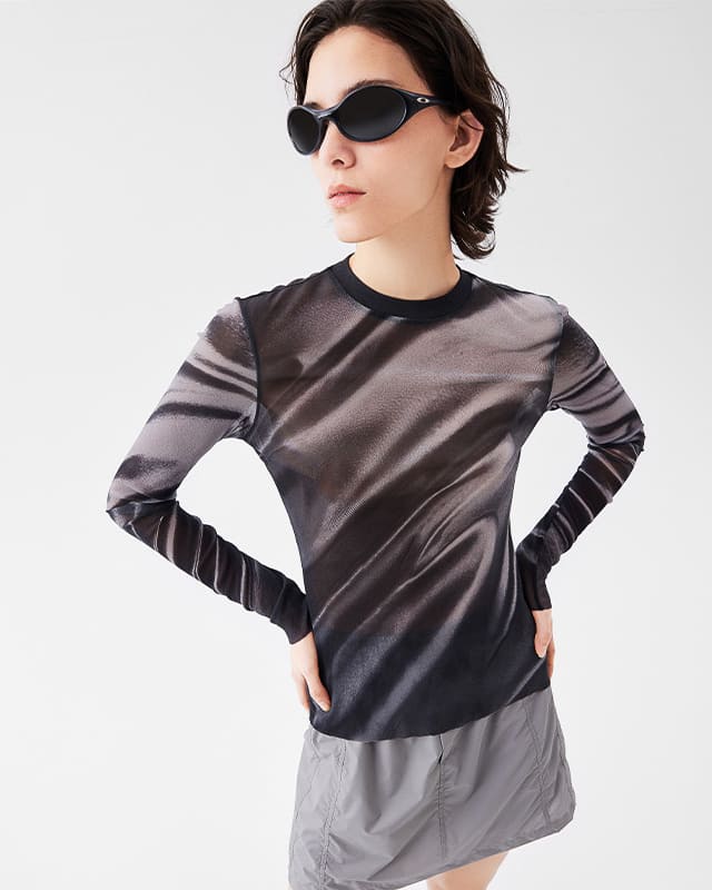 Smoky Sheer Mesh Long Sleeve Top