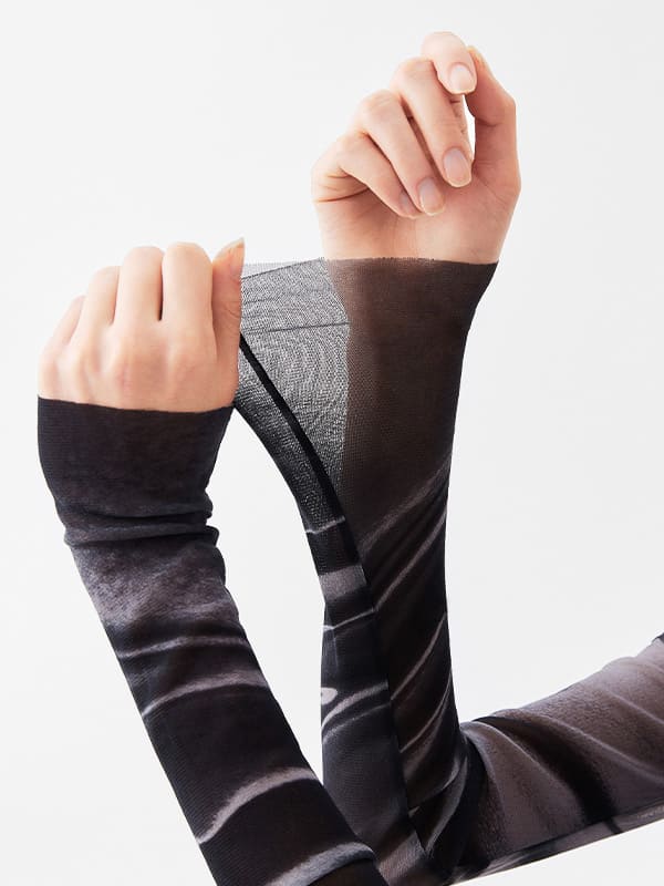 Smoky Sheer Mesh Long Sleeve Top