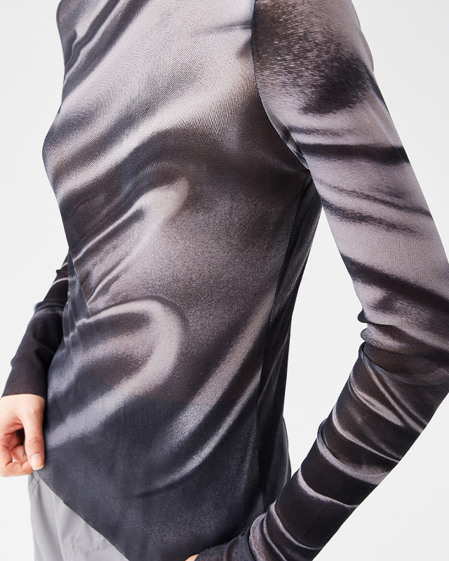 Smoky Sheer Mesh Long Sleeve Top