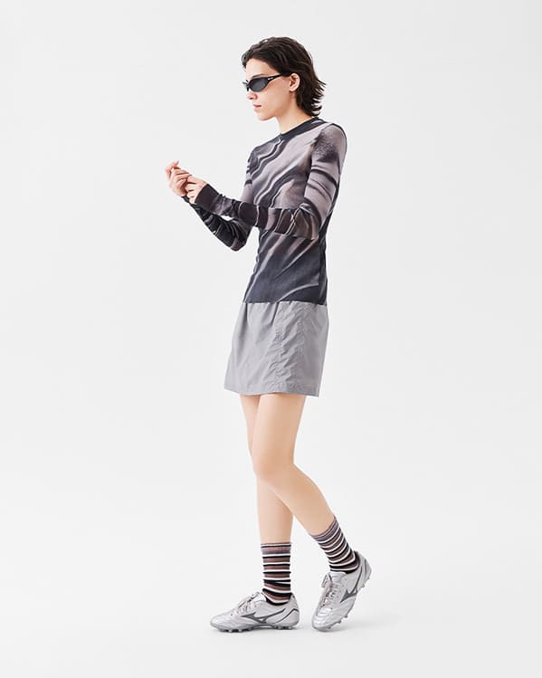 Smoky Sheer Mesh Long Sleeve Top