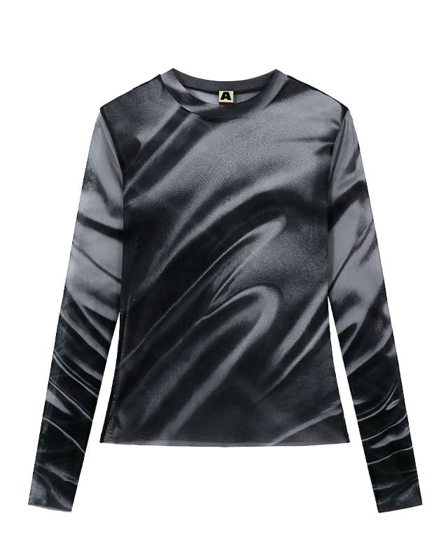 Smoky Sheer Mesh Long Sleeve Top