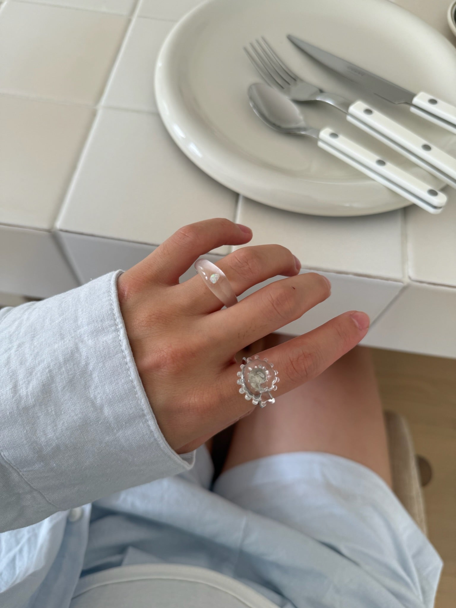 Shell Glass Adjustable Ring