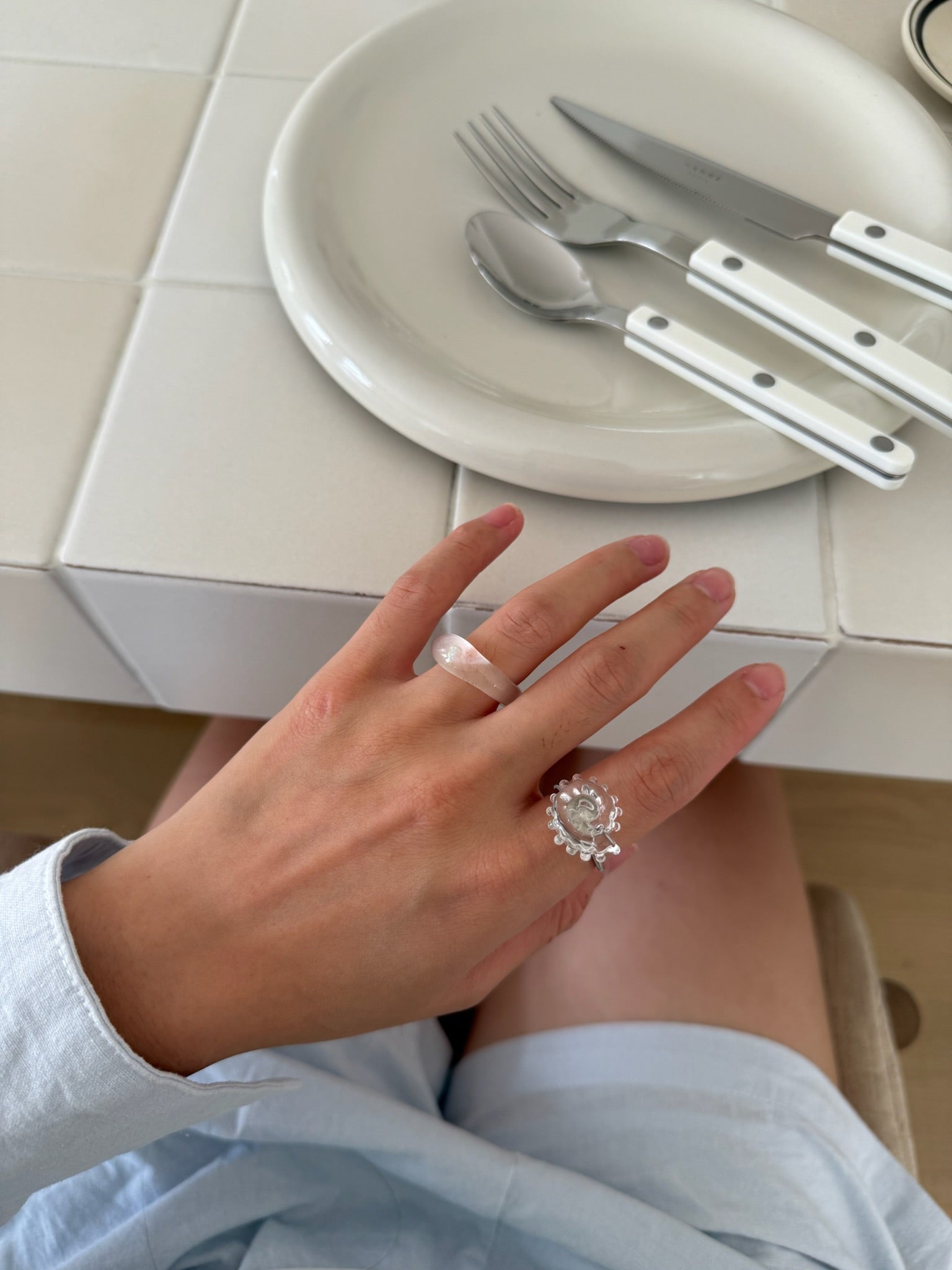 Shell Glass Adjustable Ring