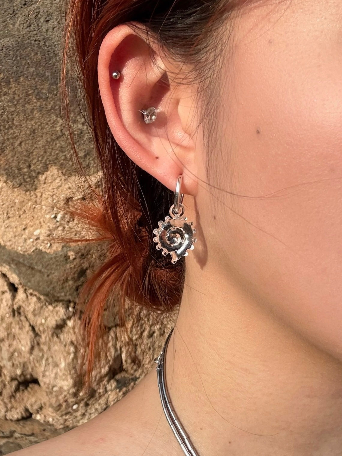 Clear Glass Seashell Drop Earrings