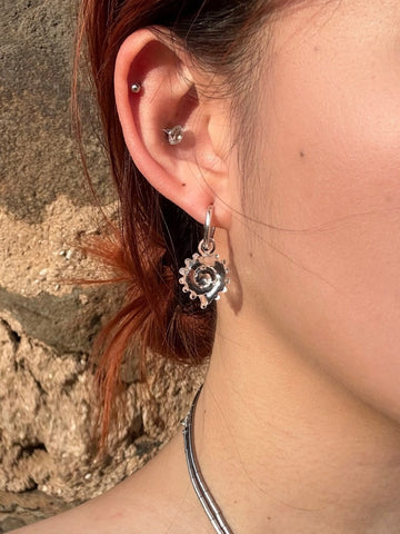 Clear Glass Seashell Drop Earrings