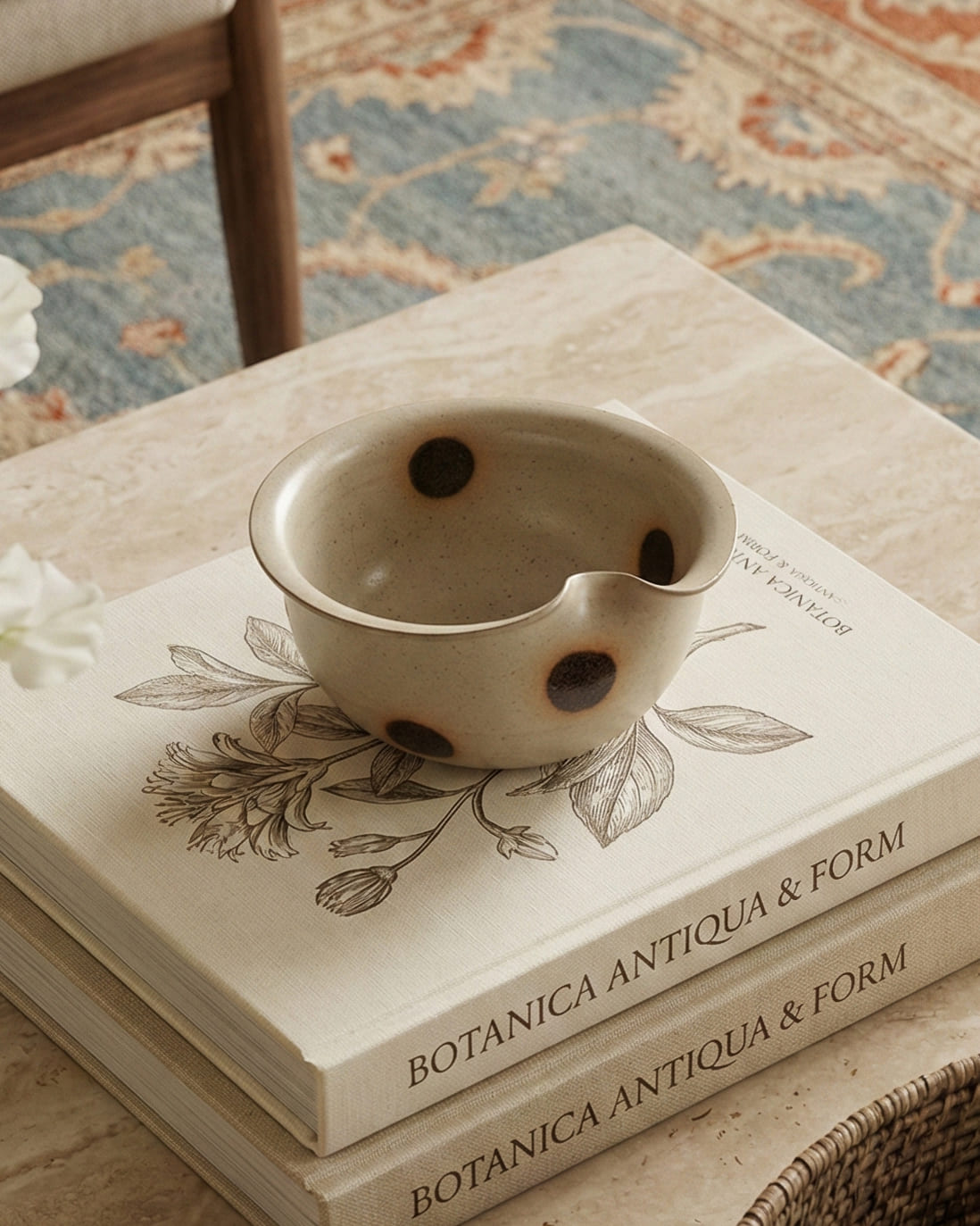 Fawn Dot Waved Rim Bowl