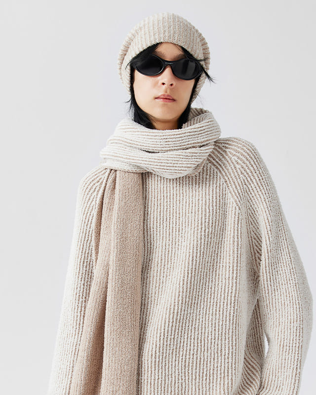 Artisan Beige Knit Beanie – Soft Textured Slouchy Winter Cap for Women and Men