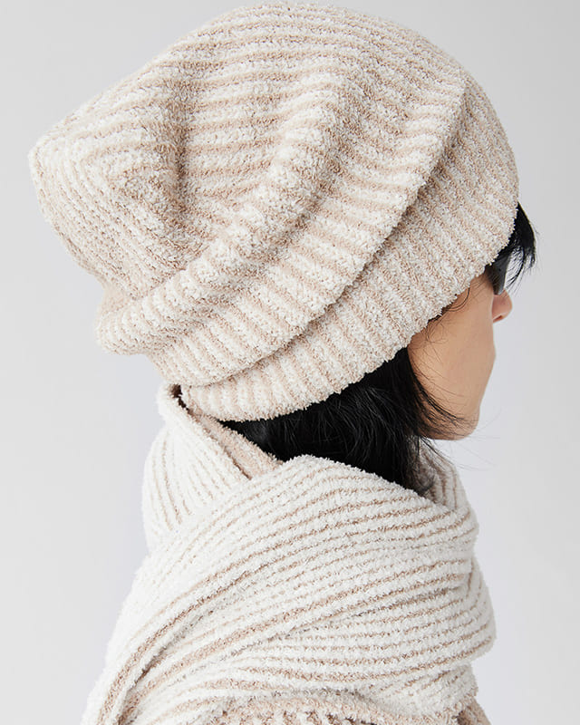 Artisan Beige Knit Beanie – Soft Textured Slouchy Winter Cap for Women and Men