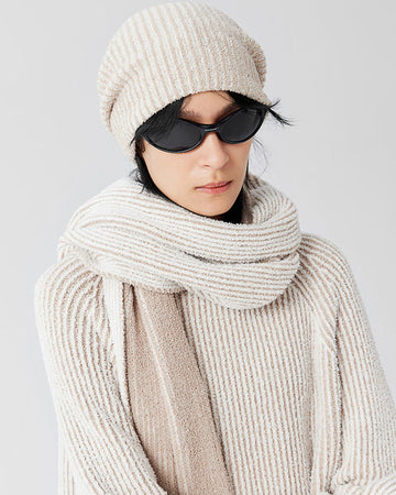 Artisan Beige Knit Beanie – Soft Textured Slouchy Winter Cap for Women and Men