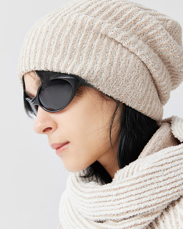 Artisan Beige Knit Beanie – Soft Textured Slouchy Winter Cap for Women and Men