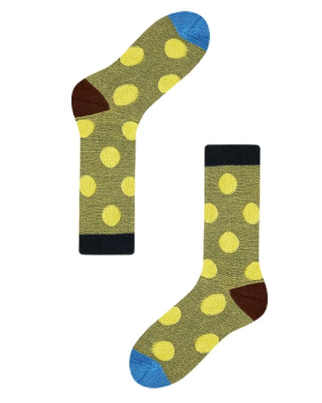 Retro Color-Block Polka Dot Crew Socks