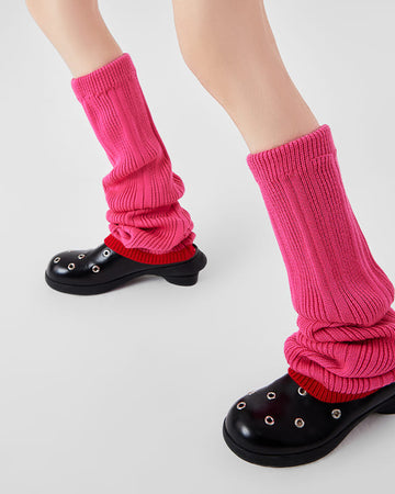 Vibrant Pink Rib Knit Knee Socks