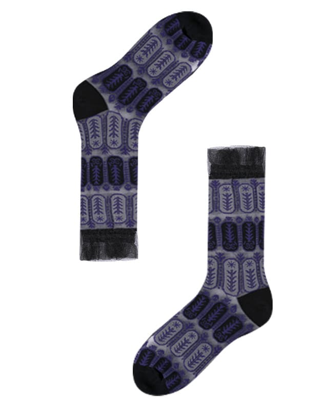 Botanic Pattern Sheer Crew Socks