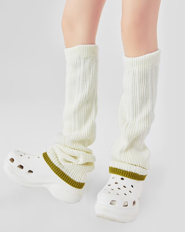 Ivory Rib Knit Knee Socks