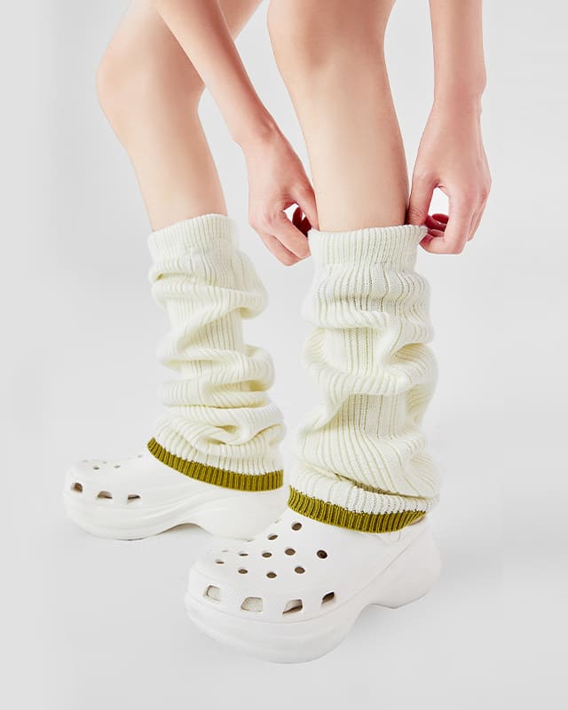 Ivory Rib Knit Knee Socks
