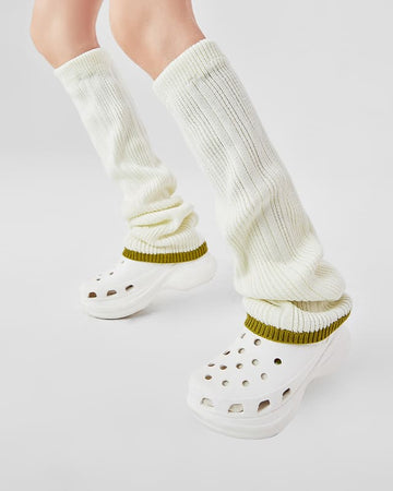 Ivory Rib Knit Knee Socks