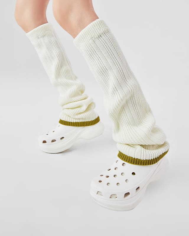 Ivory Rib Knit Knee Socks