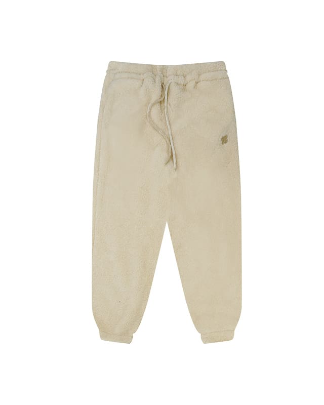 Cozy Fleece Hoodie & Jogger Set – Cream White Loungewear Pants