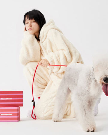 Cozy Fleece Hoodie & Jogger Set – Cream White Loungewear Pants