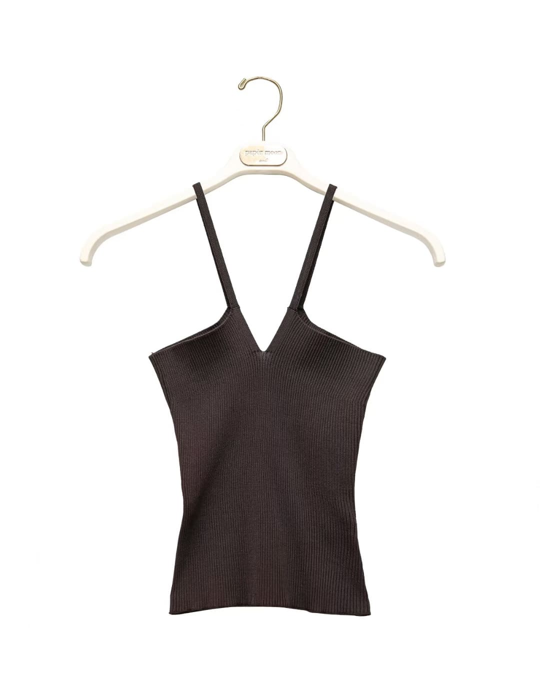 Paper Moon-Casual Brown Knit Tank Top – Minimalist Summer Cami