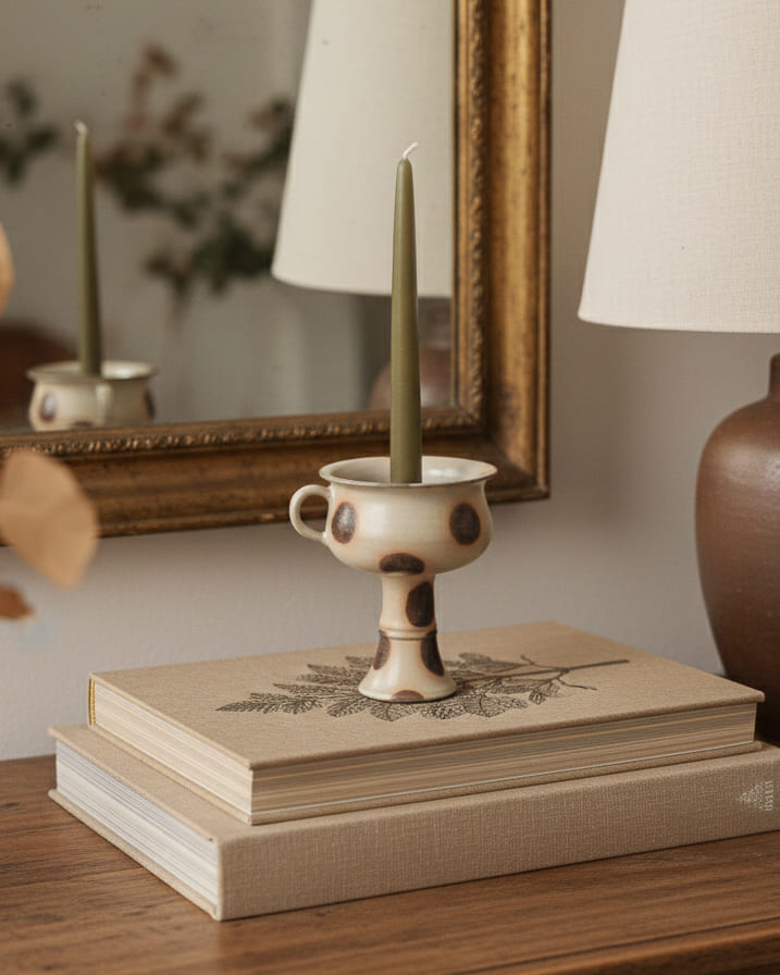 Fawn Dot Pedestal Candle Holder