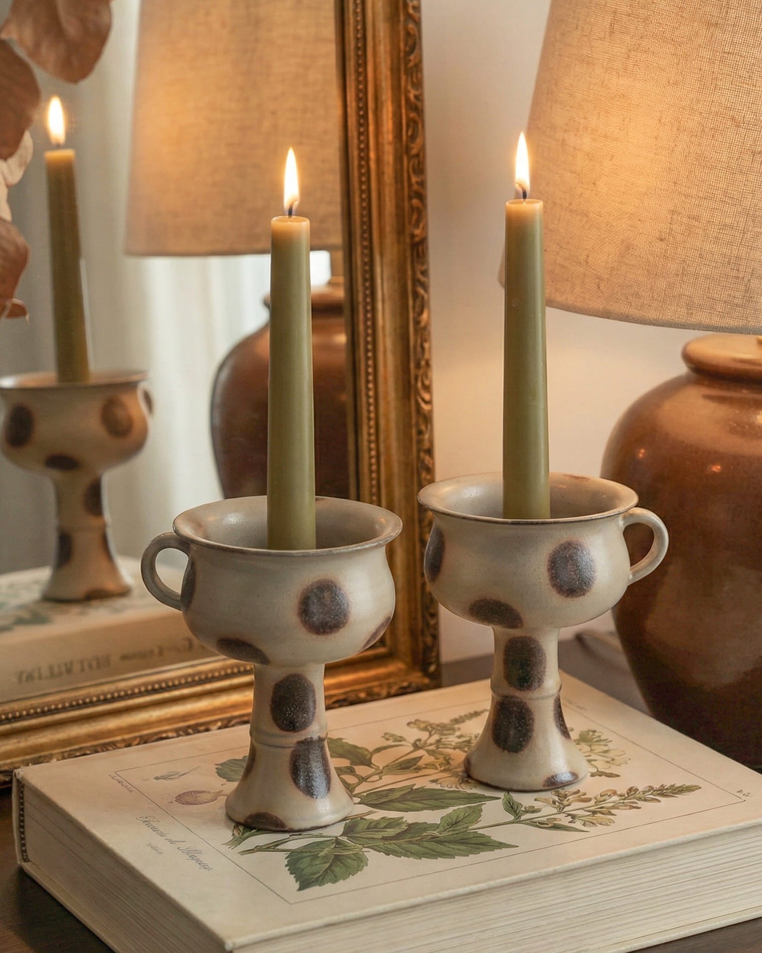 Fawn Dot Pedestal Candle Holder