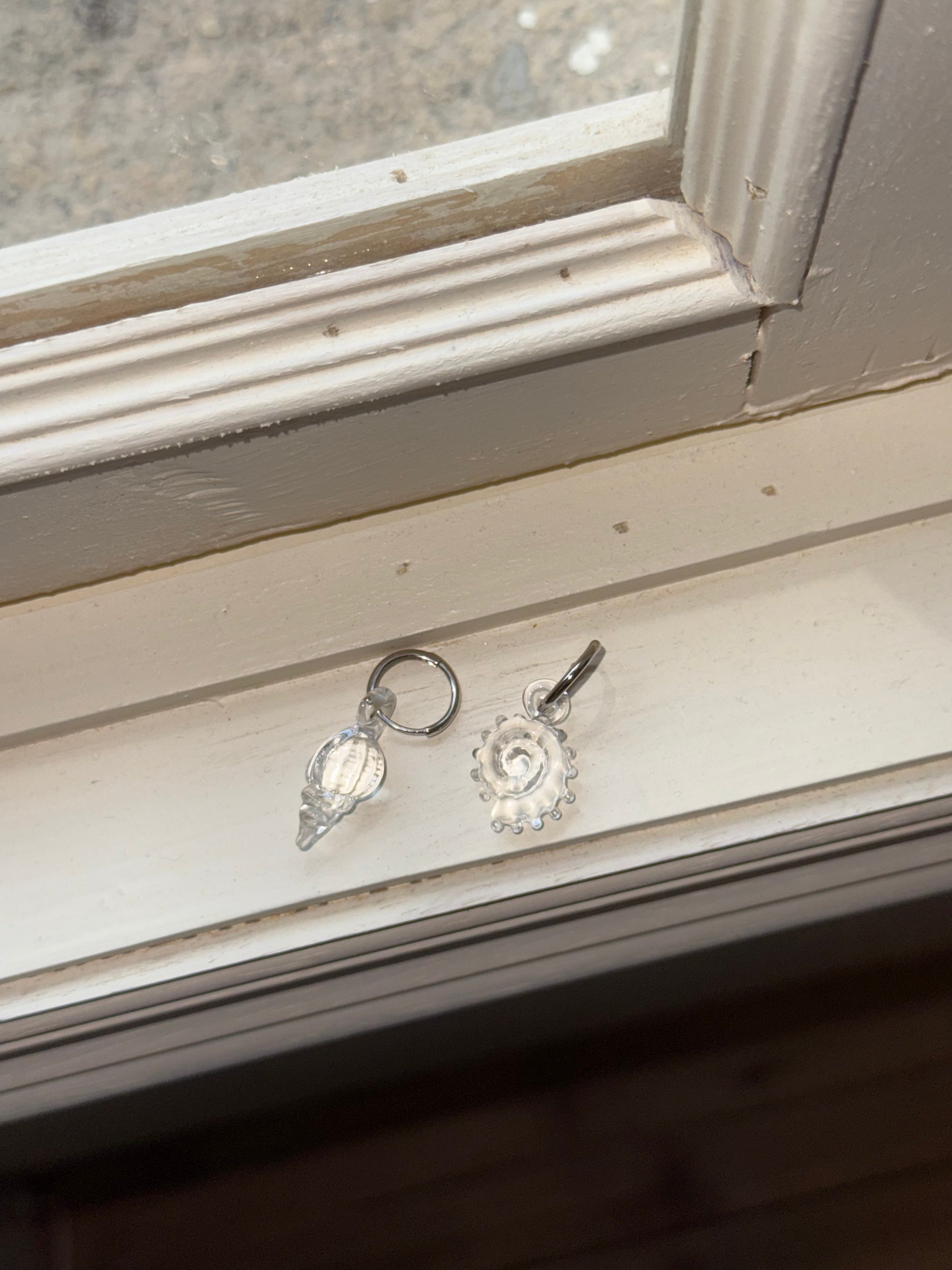 Clear Glass Seashell Drop Earrings