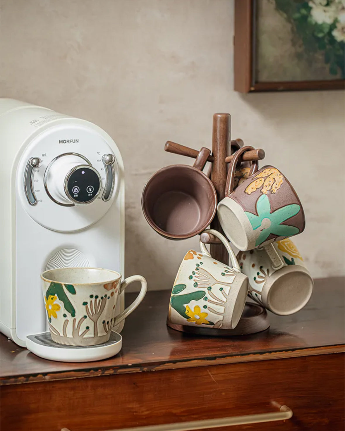 Vintage Hand-Painted Ceramic Mug – Floral Pottery Coffee Cup