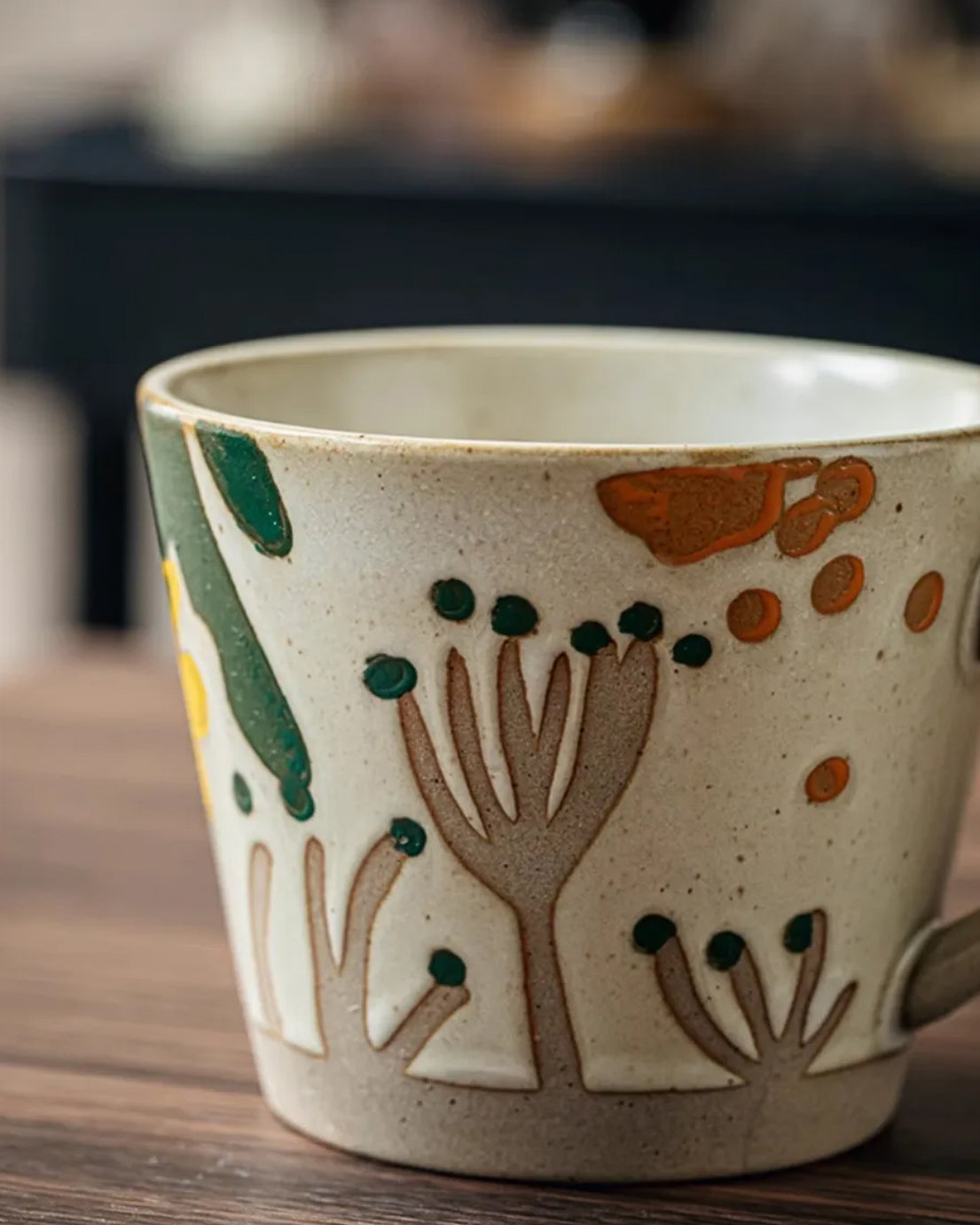 Vintage Hand-Painted Ceramic Mug – Floral Pottery Coffee Cup