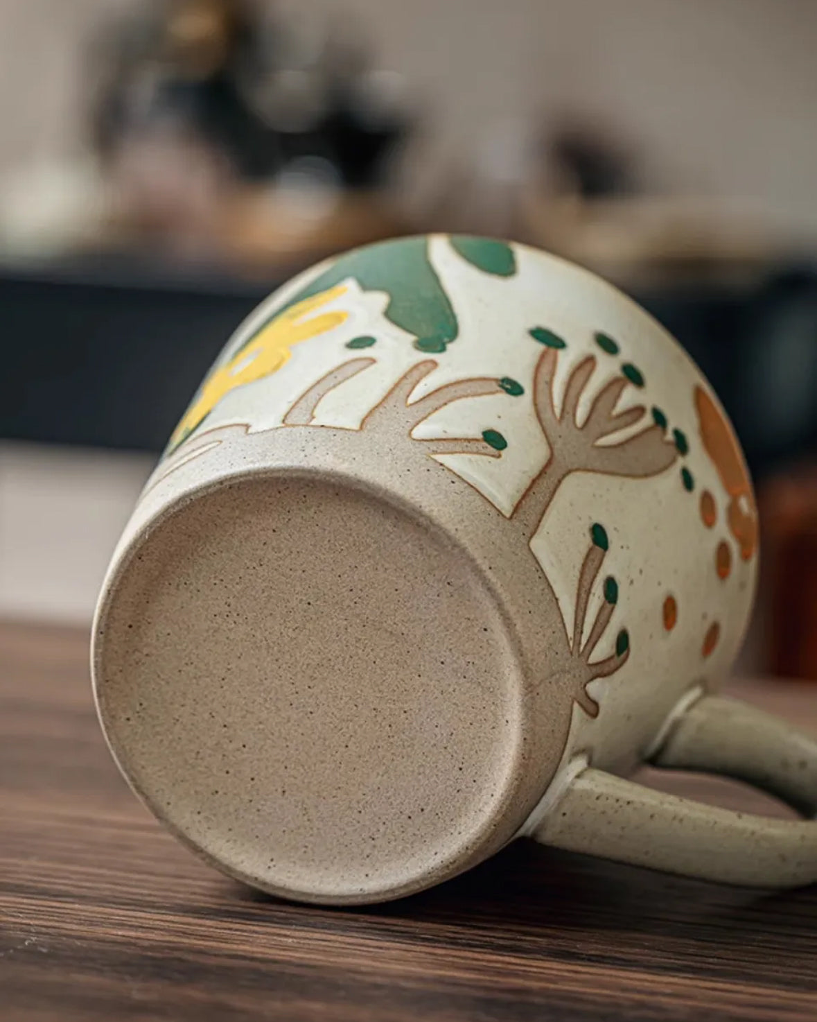 Vintage Hand-Painted Ceramic Mug – Floral Pottery Coffee Cup