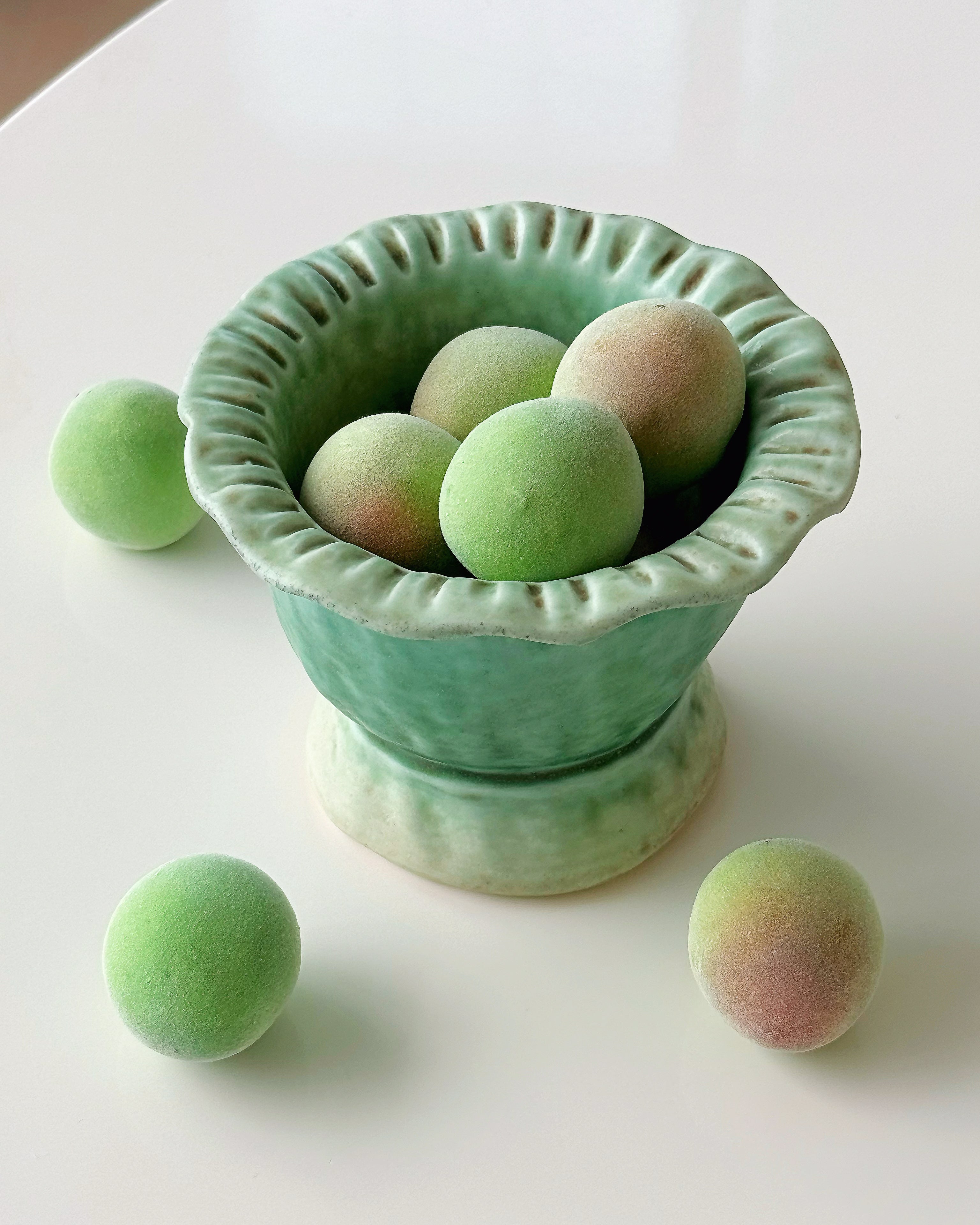 Handmade Ceramic Dessert Bowl – Soft Jade Glaze, Rustic Stoneware