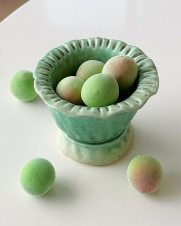 Handmade Ceramic Dessert Bowl – Soft Jade Glaze, Rustic Stoneware