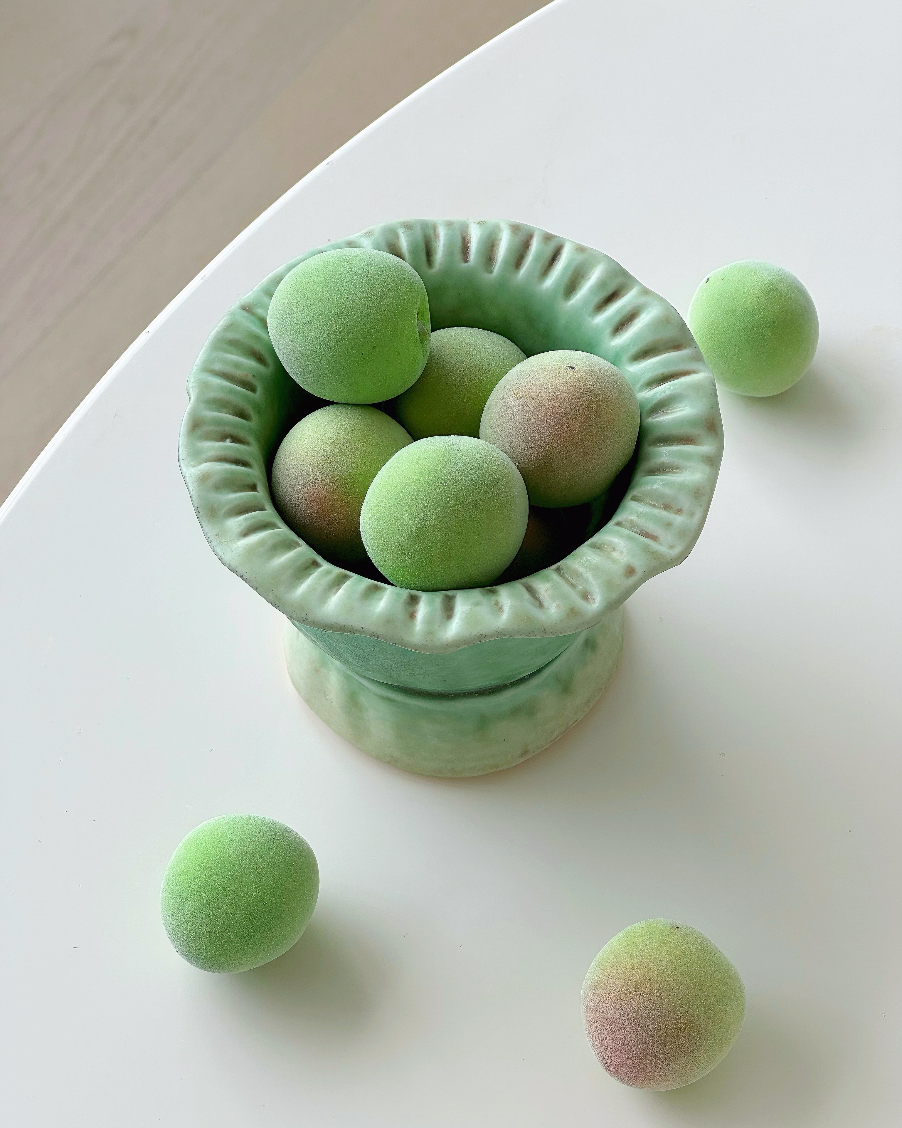 Handmade Ceramic Dessert Bowl – Soft Jade Glaze, Rustic Stoneware